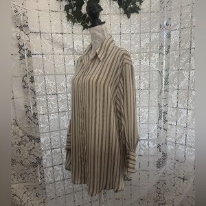 Zara Womens 3/4 Length Sleeve Oversized Black/White Striped Blouse Size XS nwot